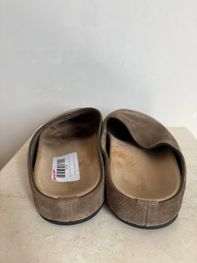 The Row Hugo Suede Slides Taupe, 37.5