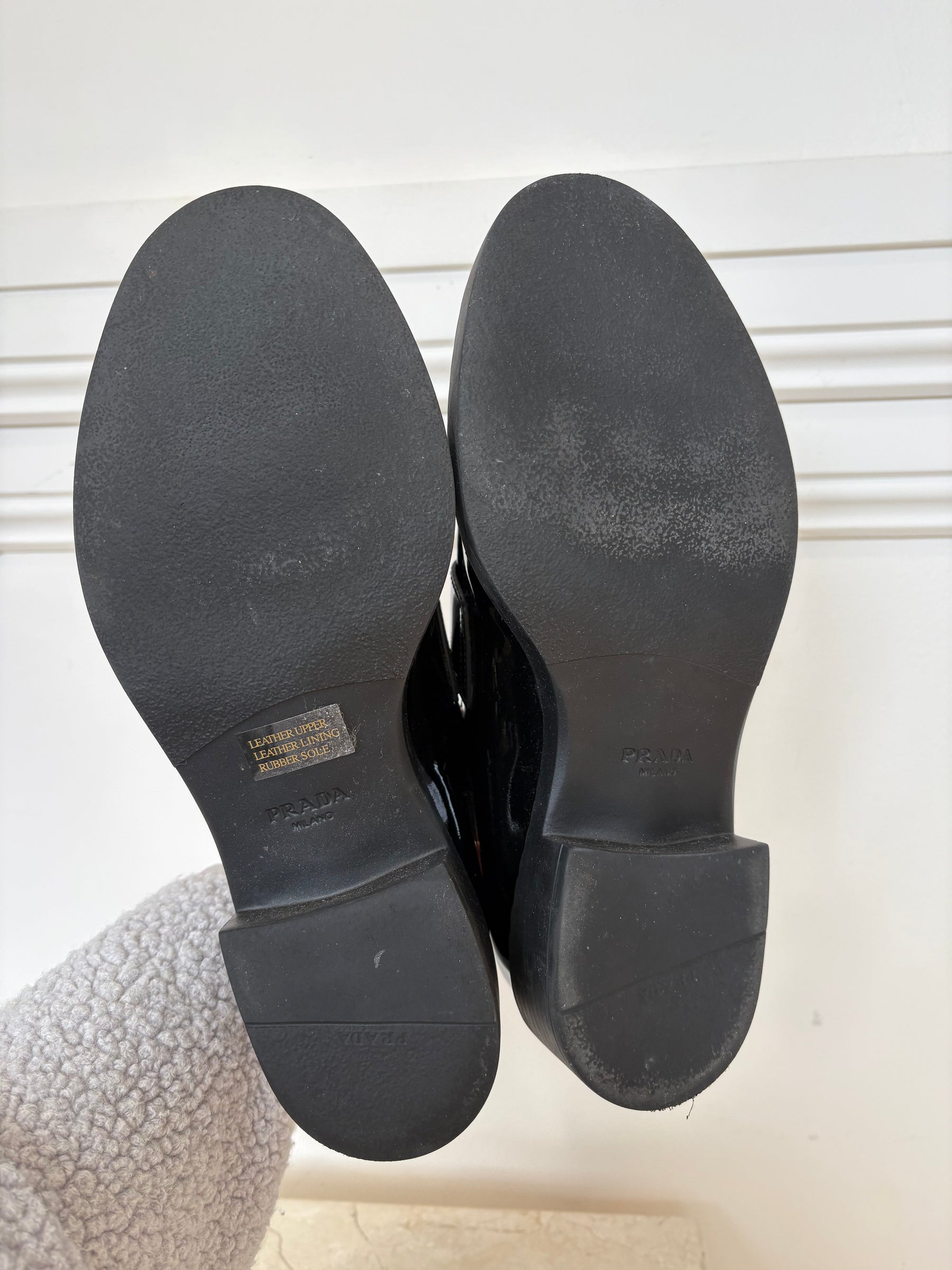 Prada Black Patent Leather Chunky Loafer, 41