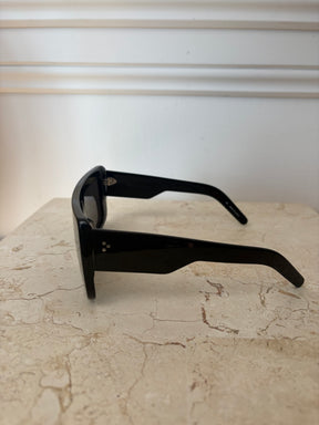 Rick Owens Black Flat Top Shield Sunglasses