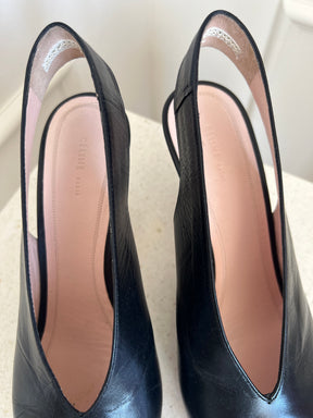 Celine Black Leather Pointed Slingback Pumps, 39