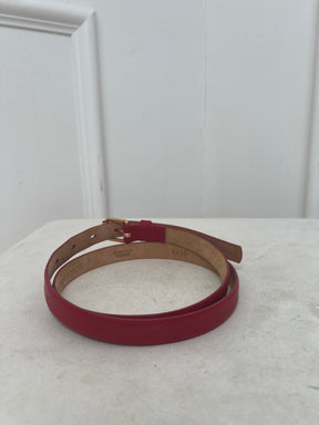 Scanlan Theodore Red Leather Thin Belt, M/L