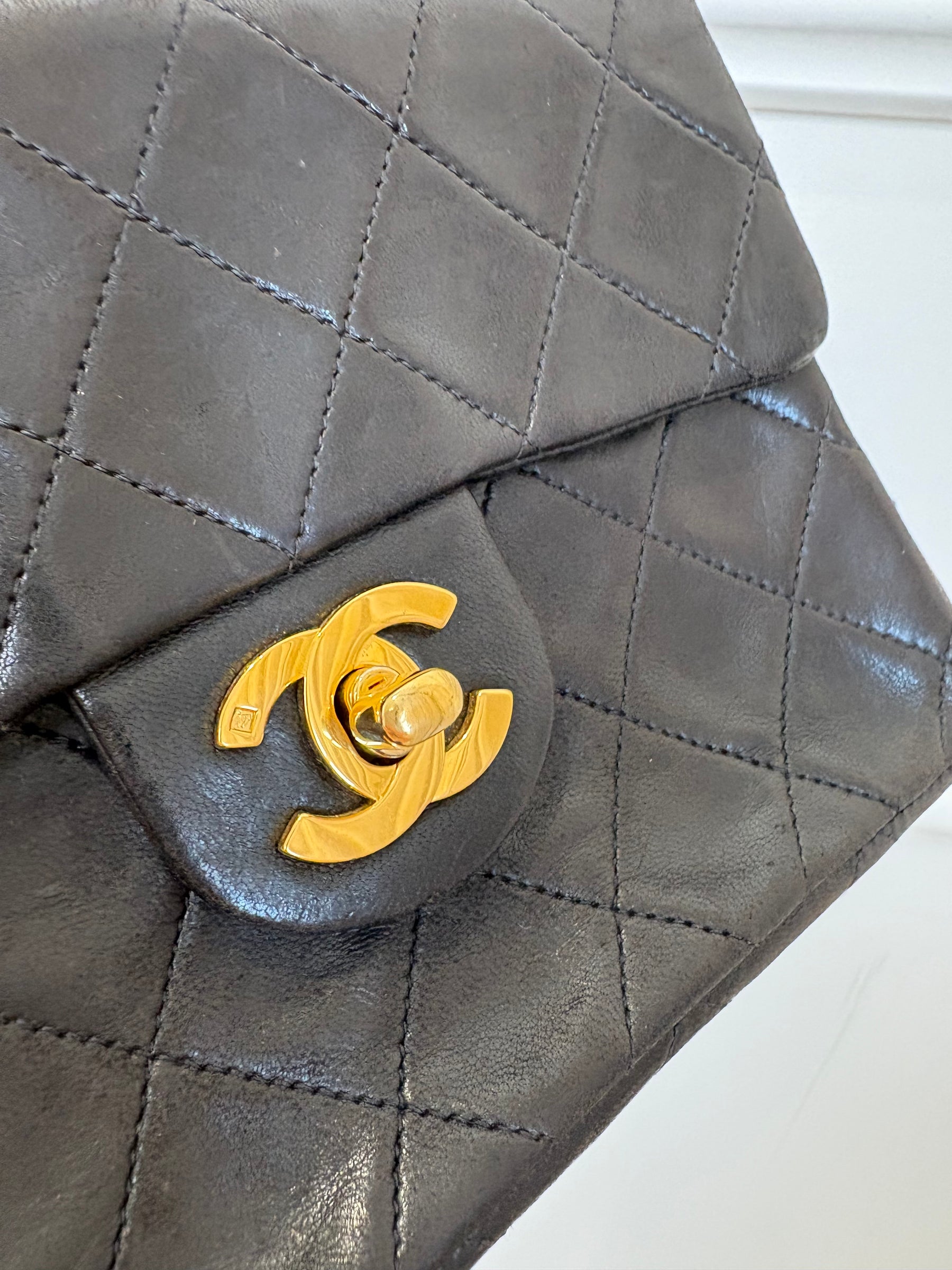 Chanel Vintage Mini Flap Bag Dark Brown Gold HW