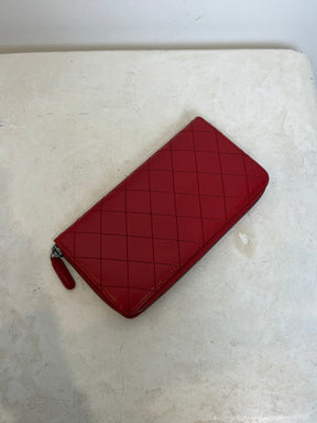 Chanel Red Quilted Leather Zip Around Reissue Wallet
