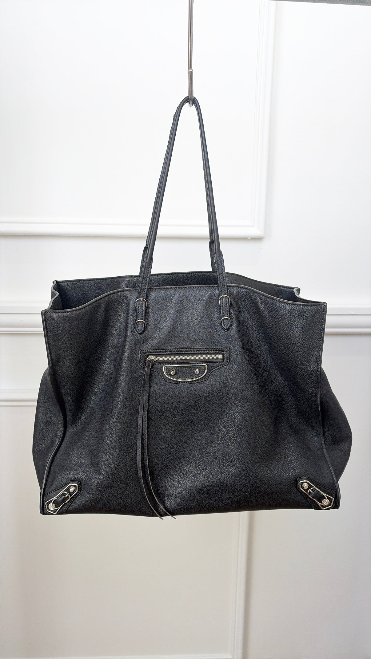 Balenciaga Black Leather Papier Tote