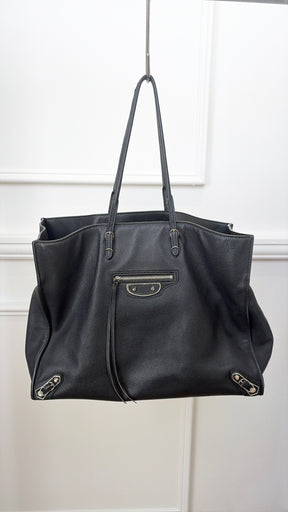 Balenciaga Black Leather Papier Tote