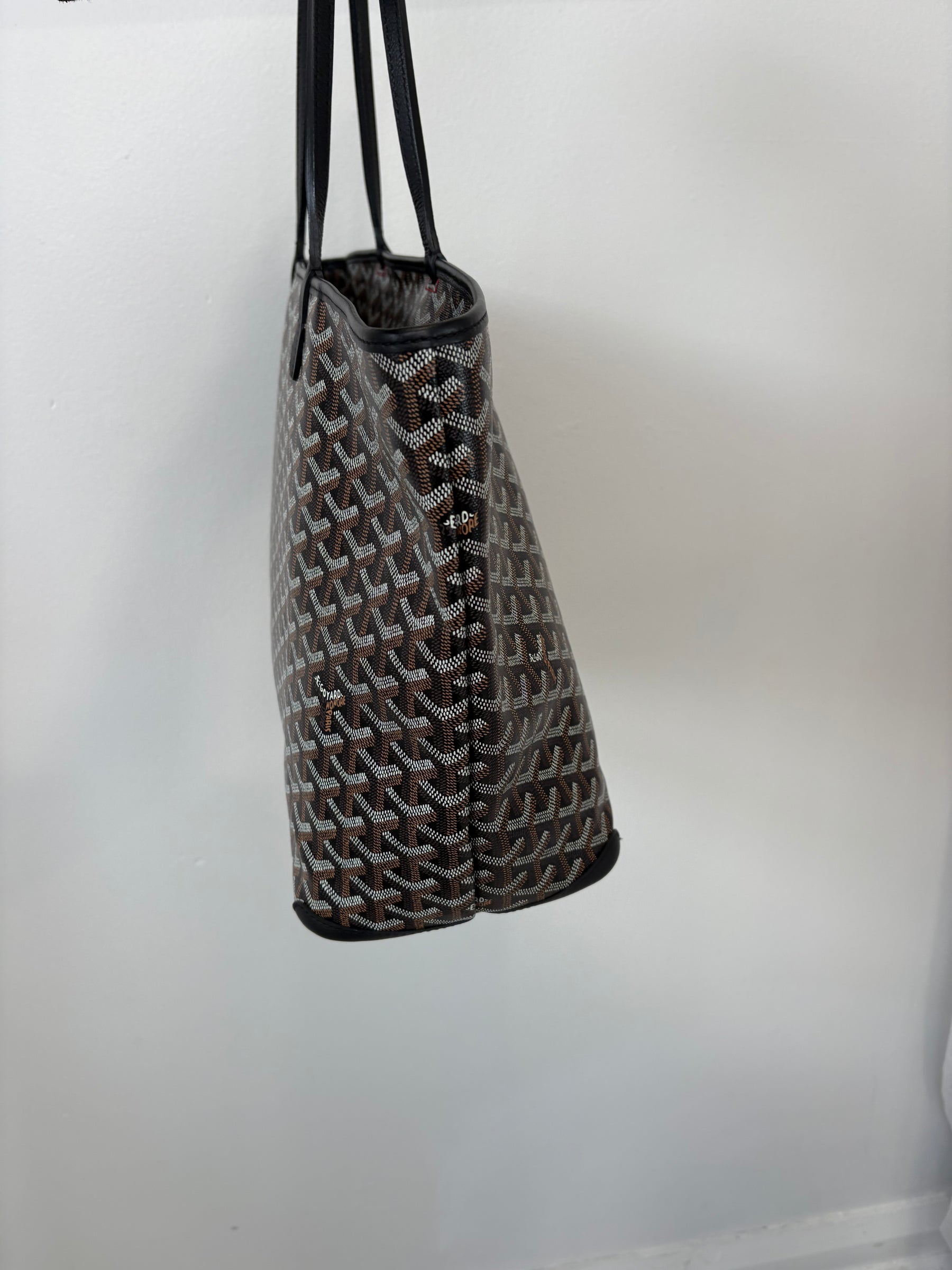 Goyard Black Leather and Canvas Artois MM Tote Bag