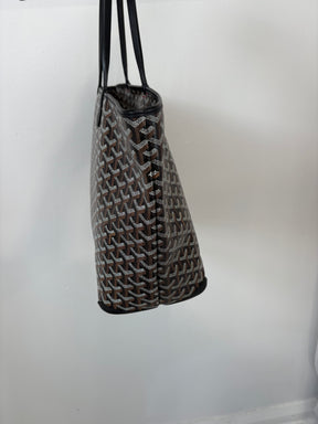 Goyard Black Leather and Canvas Artois MM Tote Bag