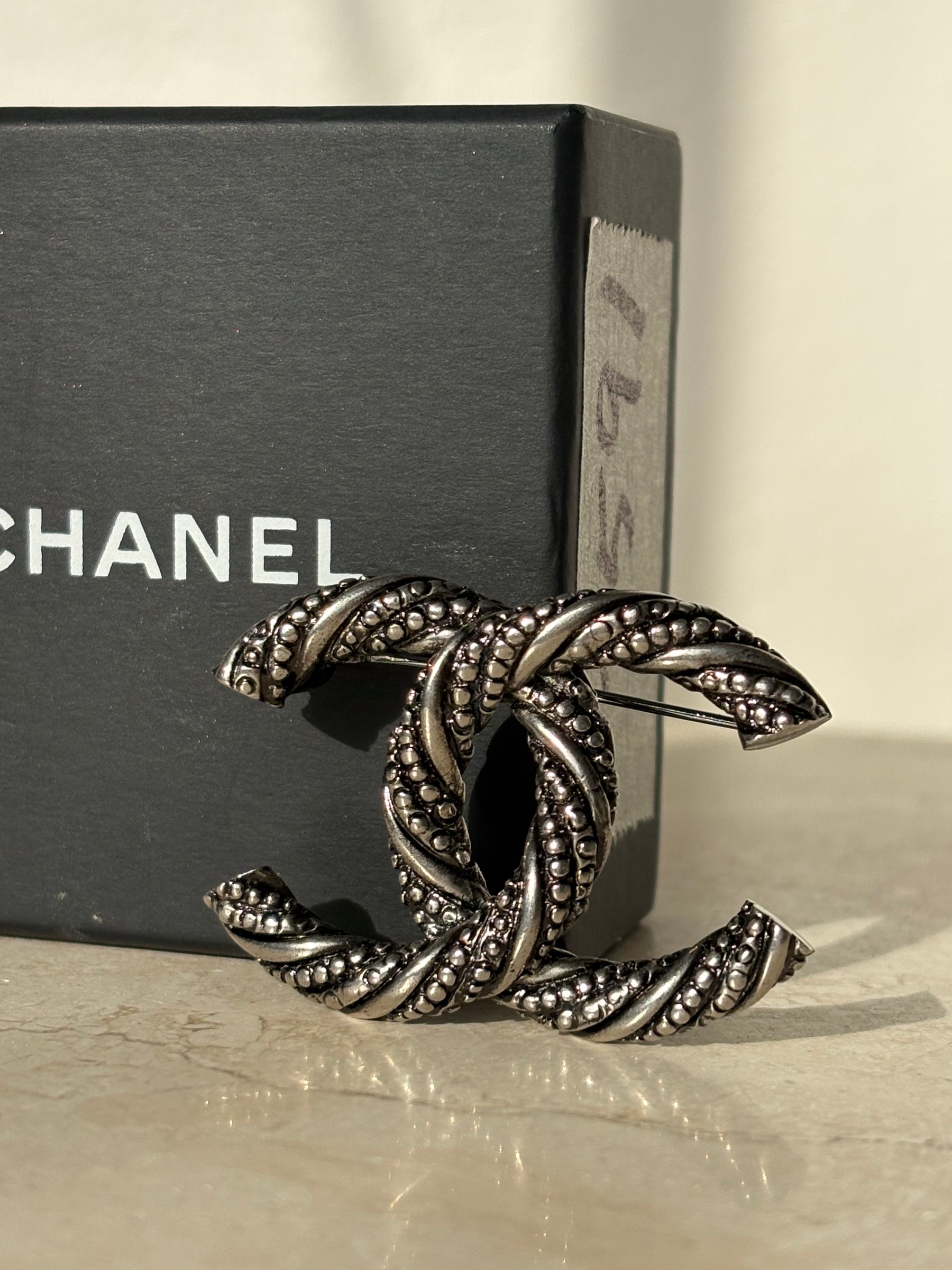 Chanel Ruthenium Twisted CC Brooch