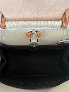 Hermès Special Order Herbag Zip Retourné 31 in Beton Canvas and Naturel-Sable Leather