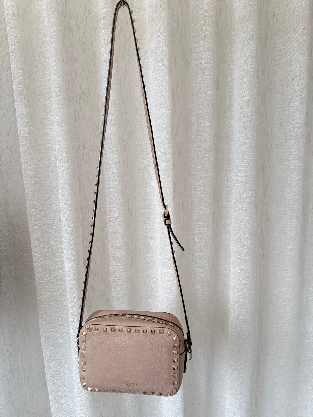 Valentino Garavani Dark Beige Rockstud Camera Bag