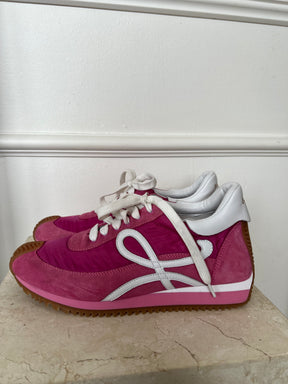 Loewe Pink and White Suede and Nylon Flow Runner, 39