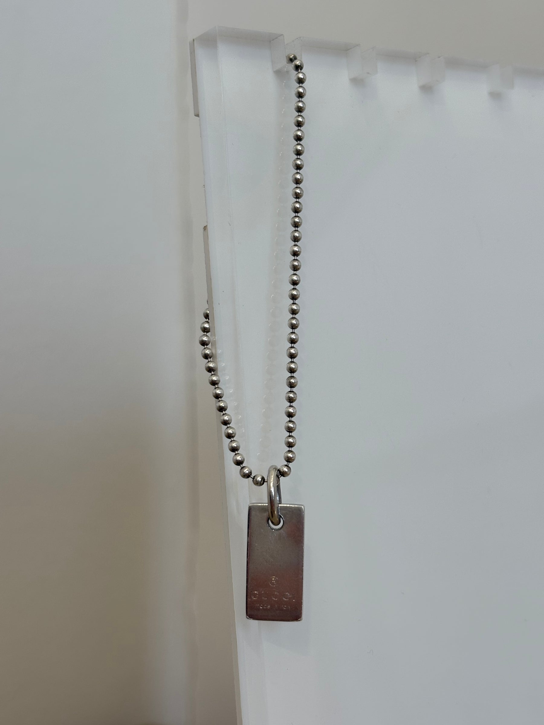 Gucci Silver Dog Tag Bracelet