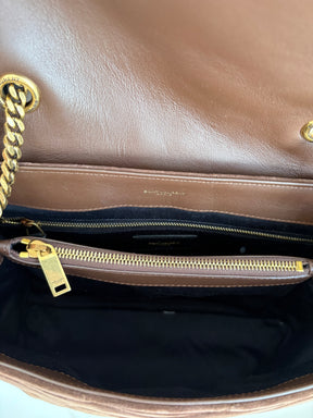 Saint Laurnet Chocolate Suede Medium Lou Lou Bag