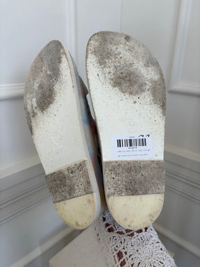 Chanel Pastel Canvas Logo Dad Sandals, 38