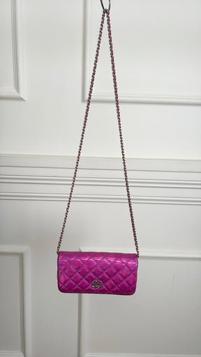 Chanel Pink Holographic Leather Rectangular Flap Bag