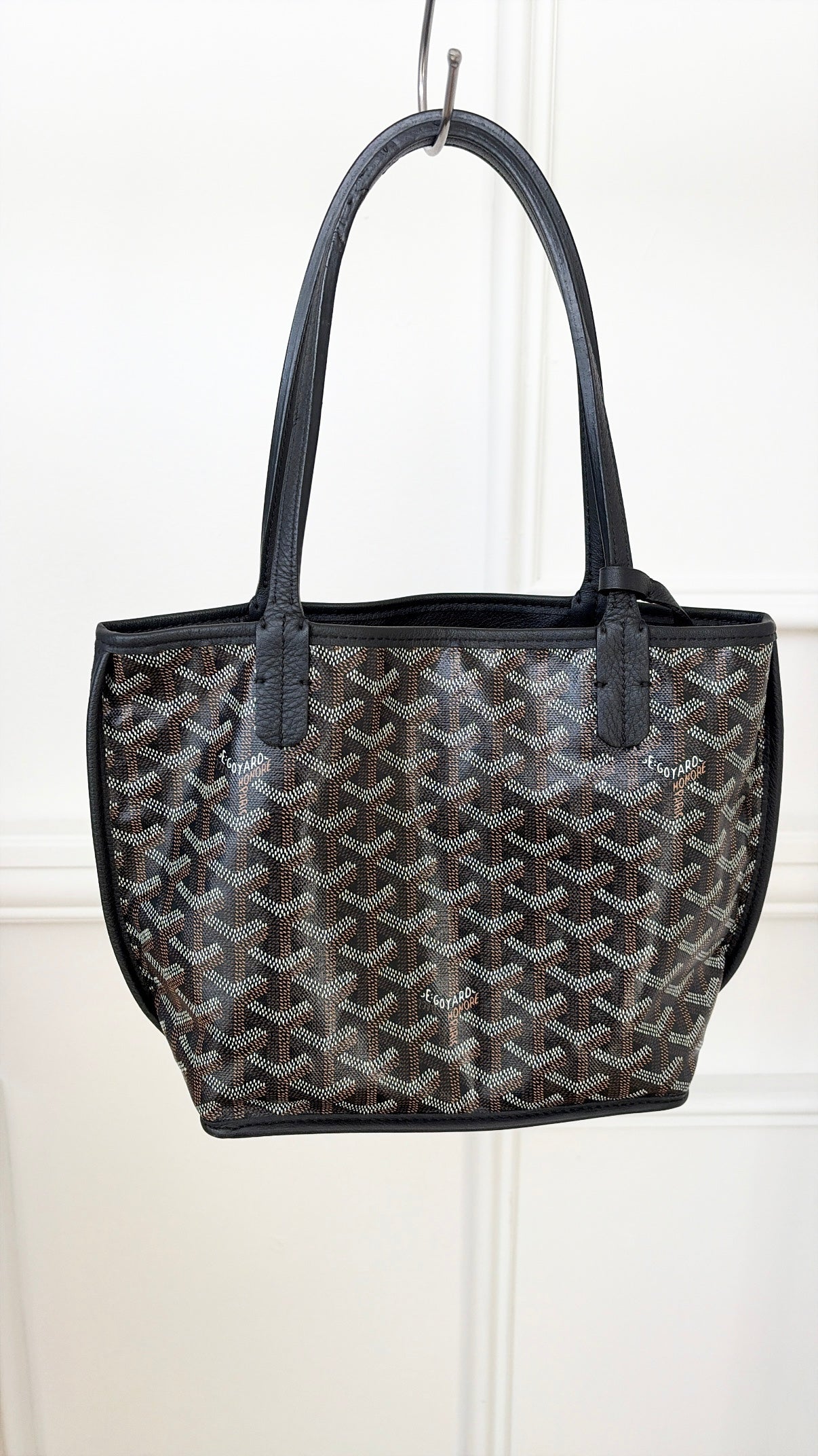 Goyard Black Goyardine Canvas Reversible Anjou Mini Tote