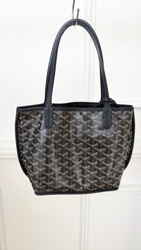 Goyard Black Goyardine Canvas Reversible Anjou Mini Tote