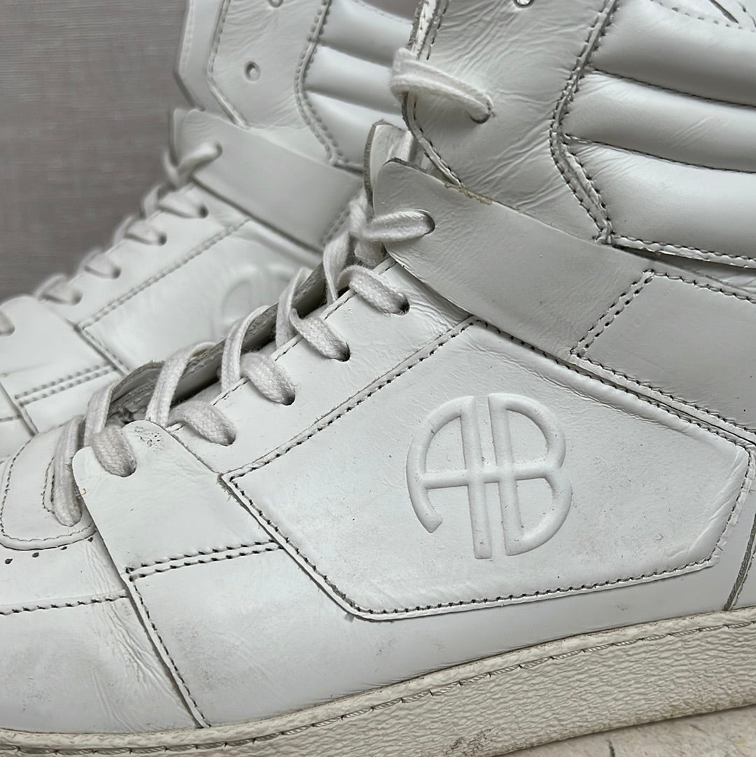 Anine Bing White Leather Hi Top Sneakers, 40