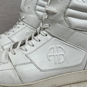 Anine Bing White Leather Hi Top Sneakers, 40