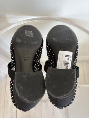 Chanel Black Crystal Net Sock Pump Heels, 36C