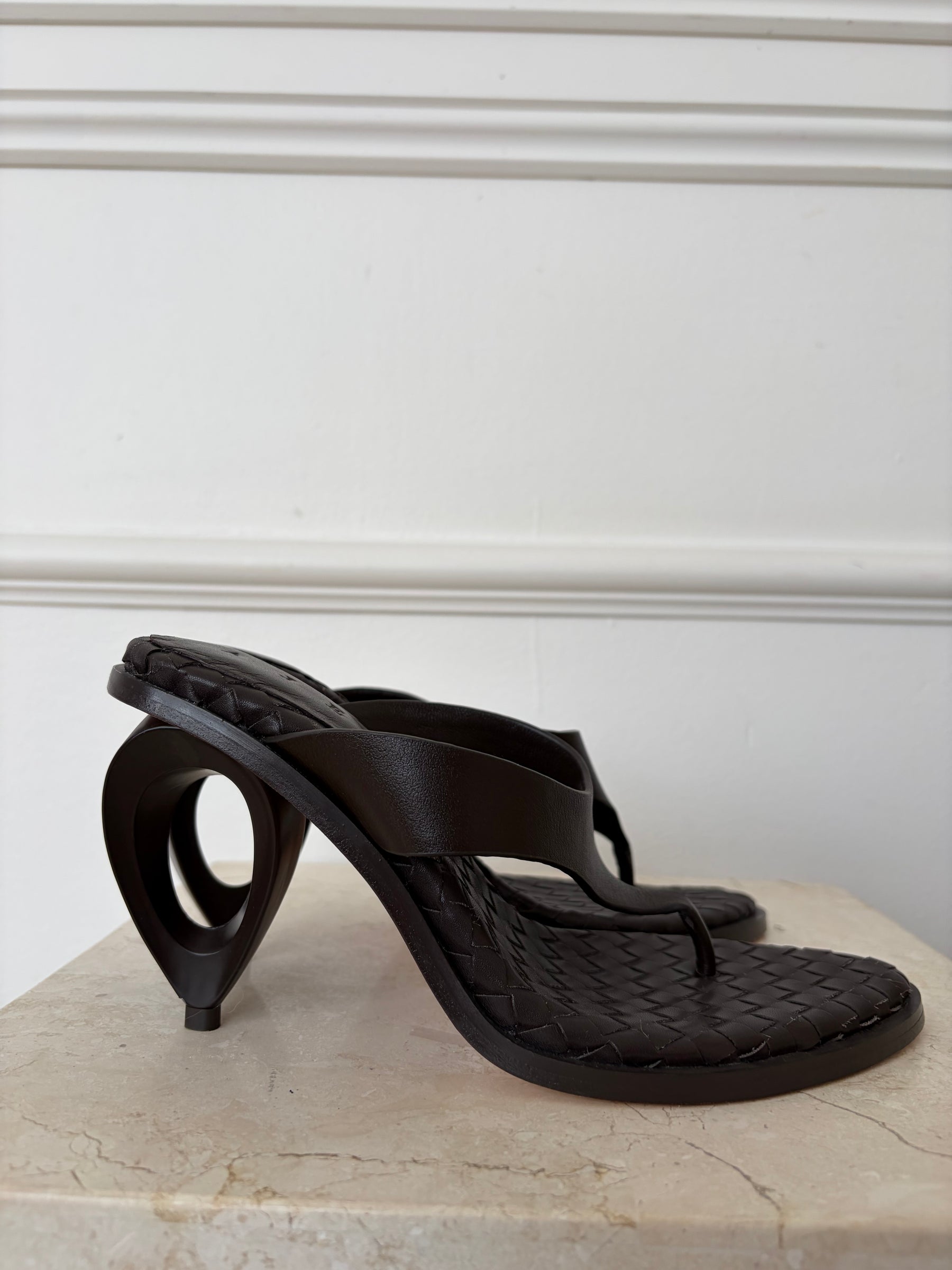 Aje Eternal Sculptural Heel Sandal Brown, 37