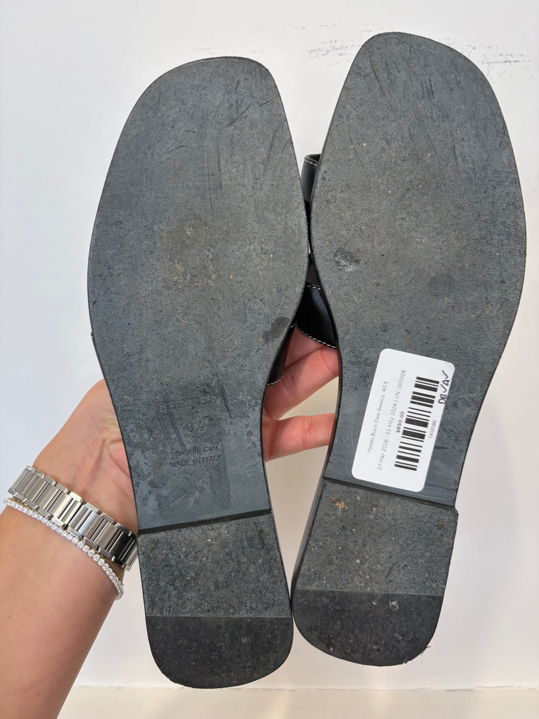 Hermès Black Oran Sandals, 40.5