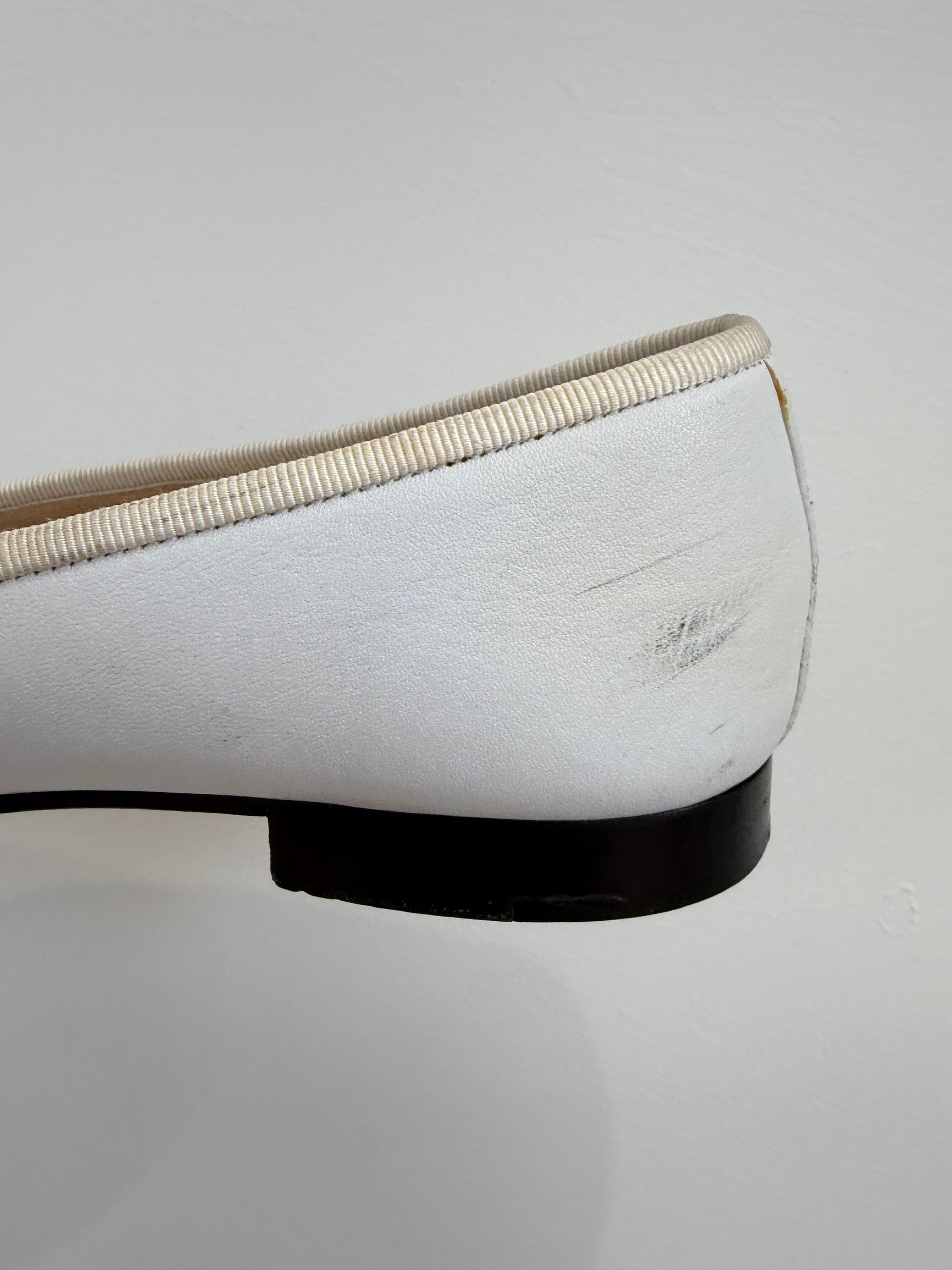 Chanel White and Black Leather Ballet Flats, 37.5