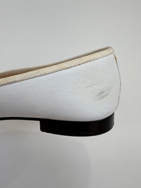 Chanel White and Black Leather Ballet Flats, 37.5