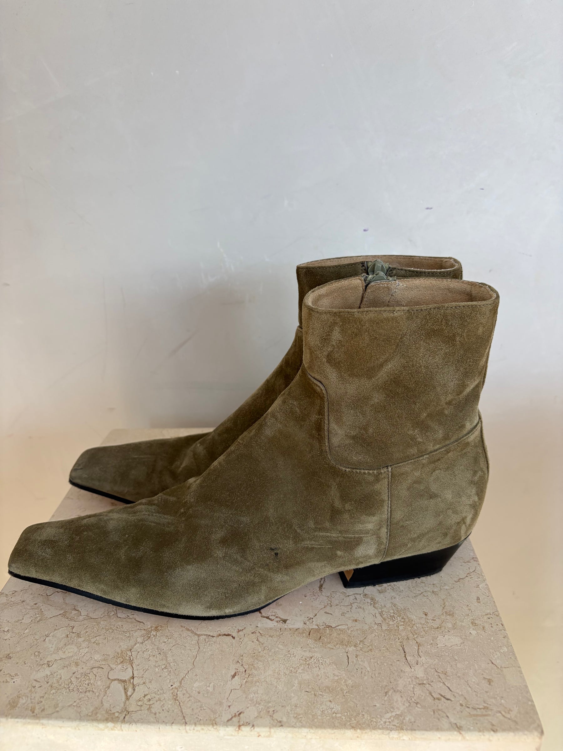 Khaite Sage Suede Ankle Boots, 40