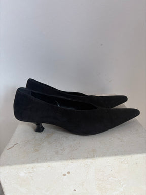 Khaite Black Suede Pointed Pump, 38