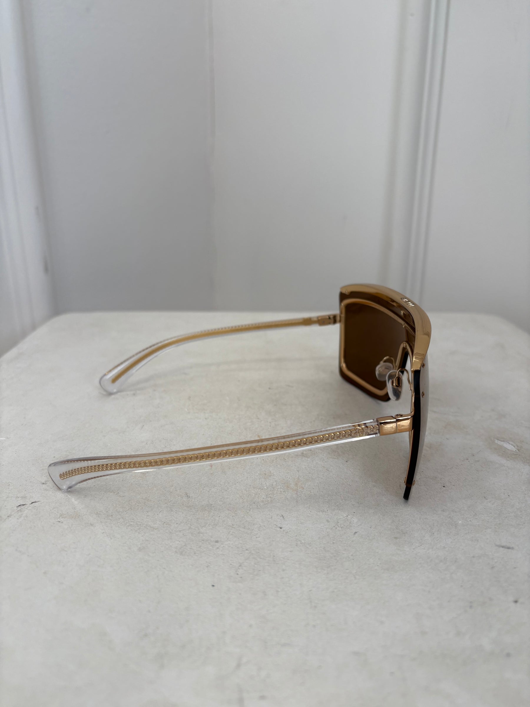 Chanel Gold Shield Mirror Sunglasses