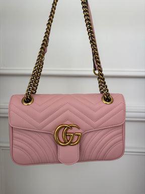 Gucci Pink Quilted Leather Marmont Shoulder Bag