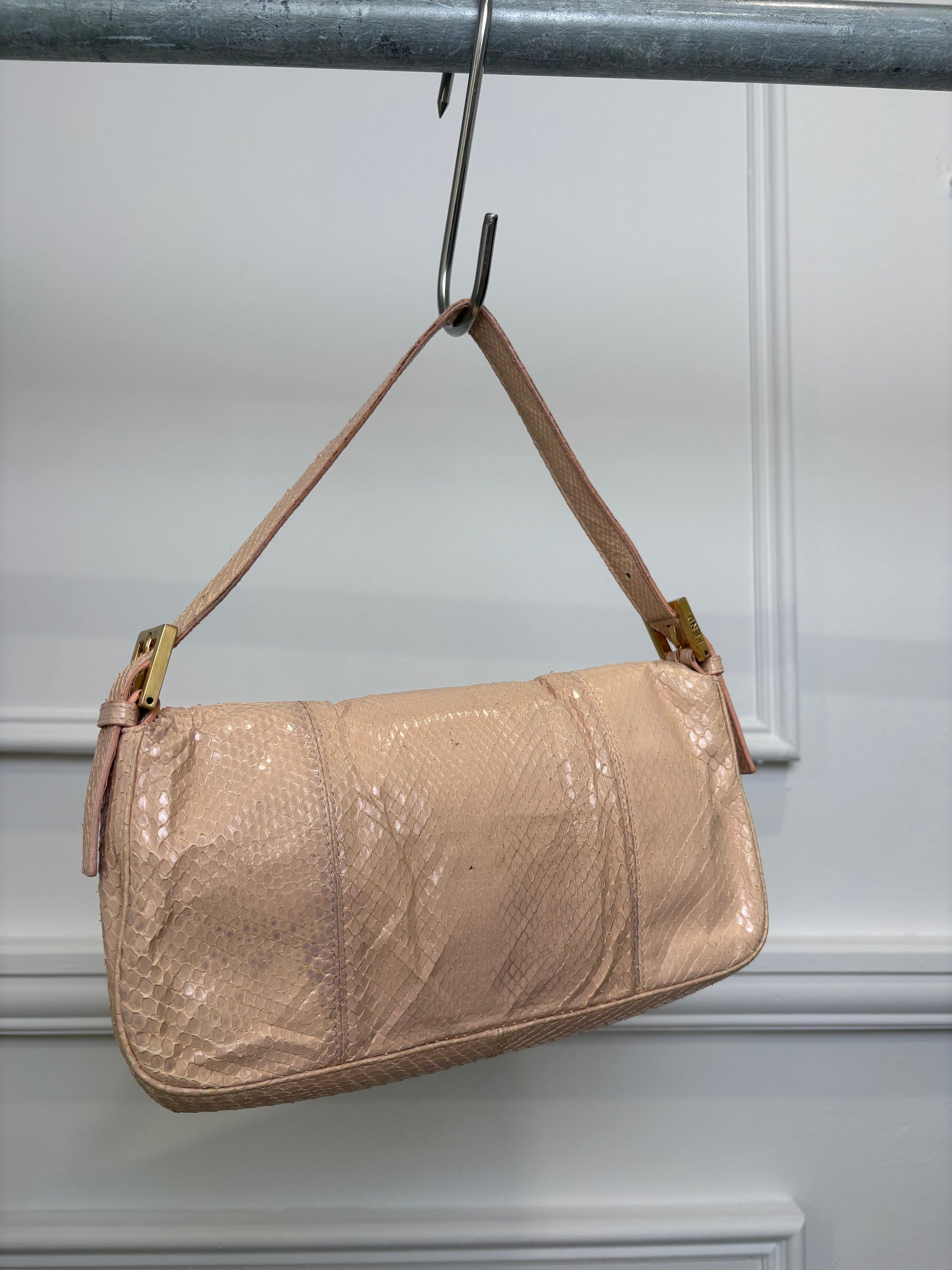 Fendi Baguette in Pale Pink Python Leather