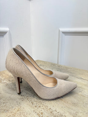 Max Mara Beige Pony Hair Pointed Pumps, 36