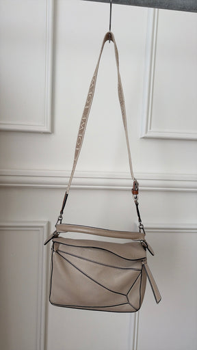 Loewe Small Puzzle Bag In Light Taupe With Anagram Strap