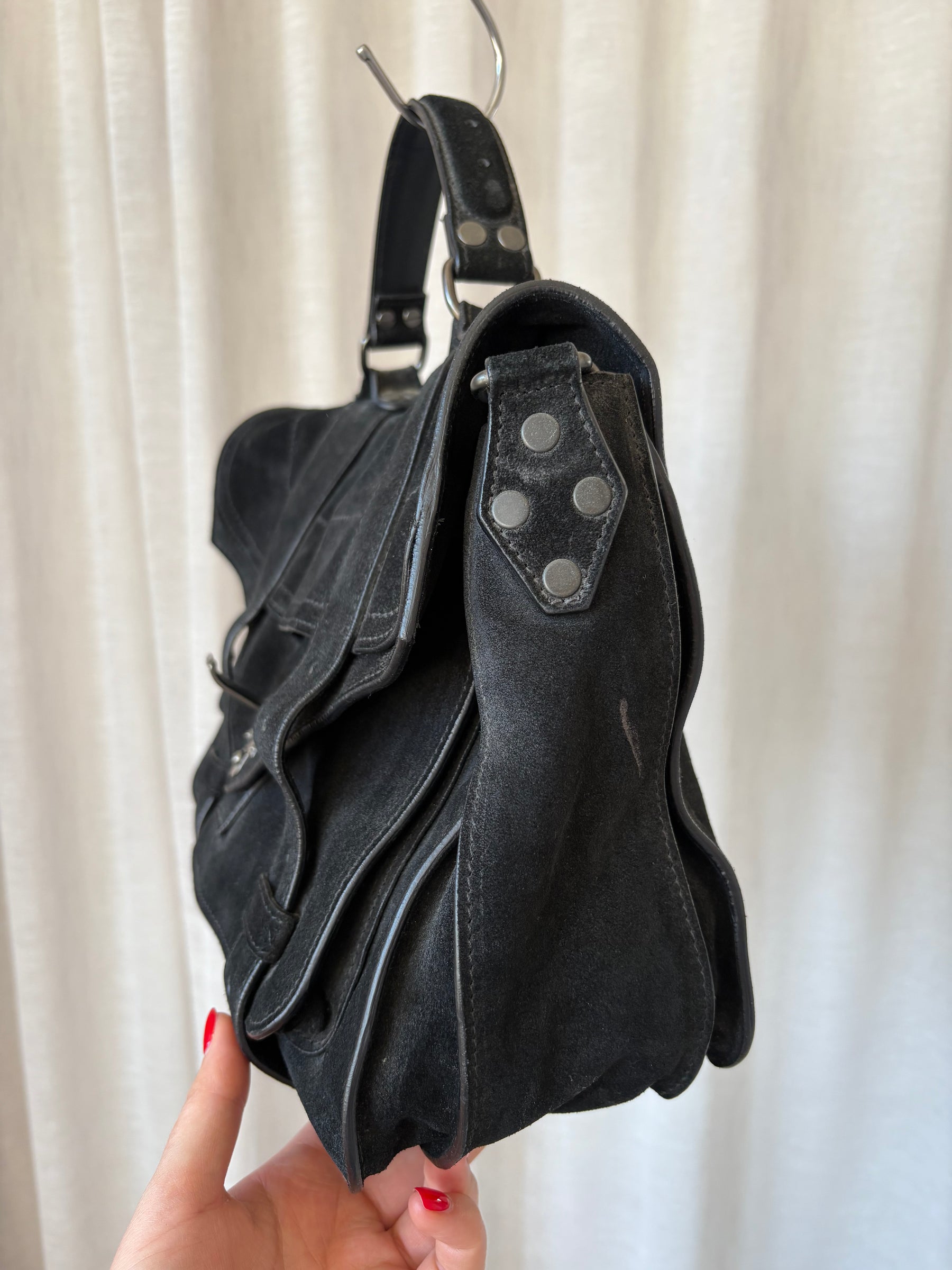 Proenza Schouler Black Suede PS1 Satchel Bag