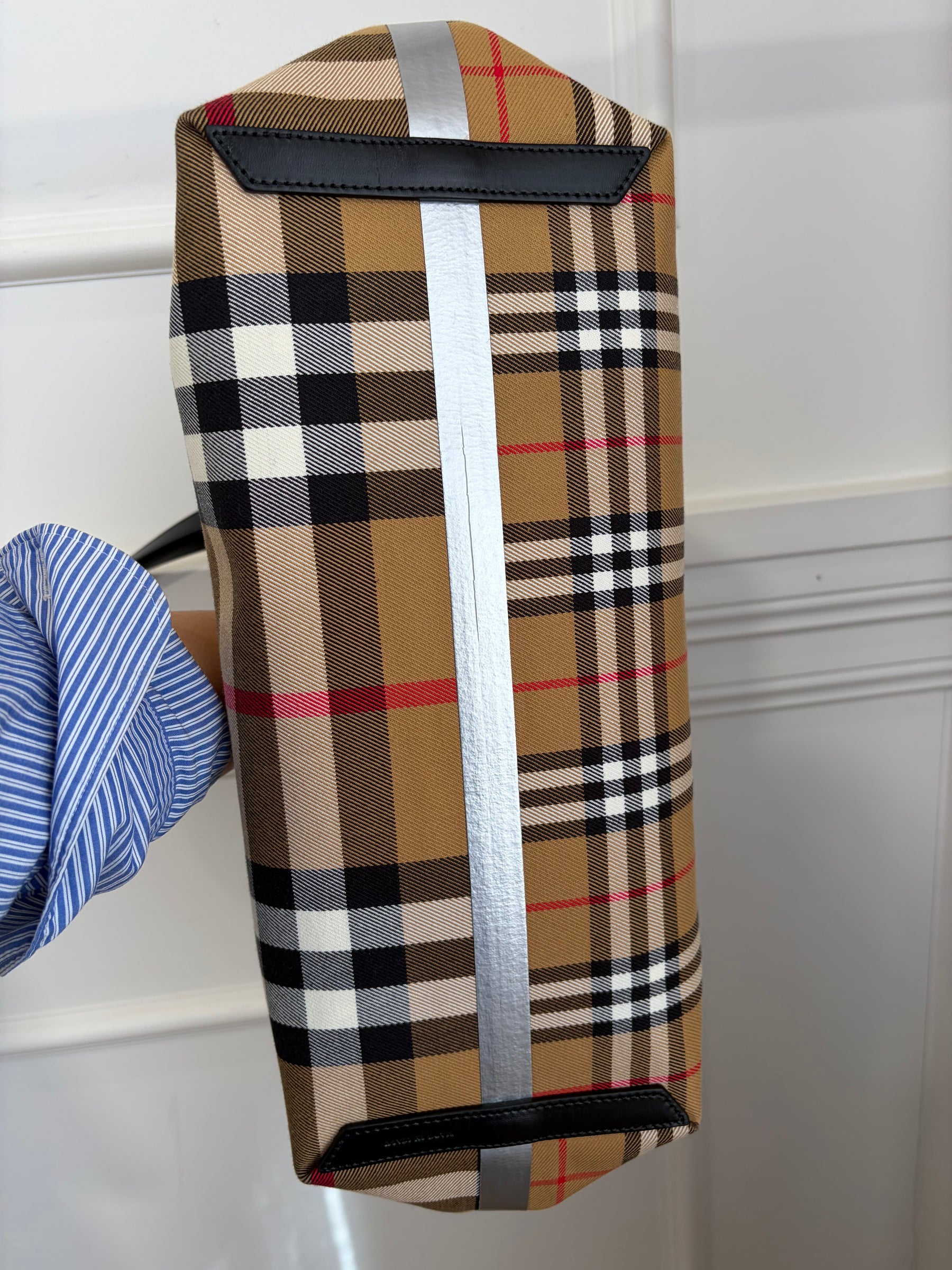 Burberry Beige Canvas Giant Check Tote