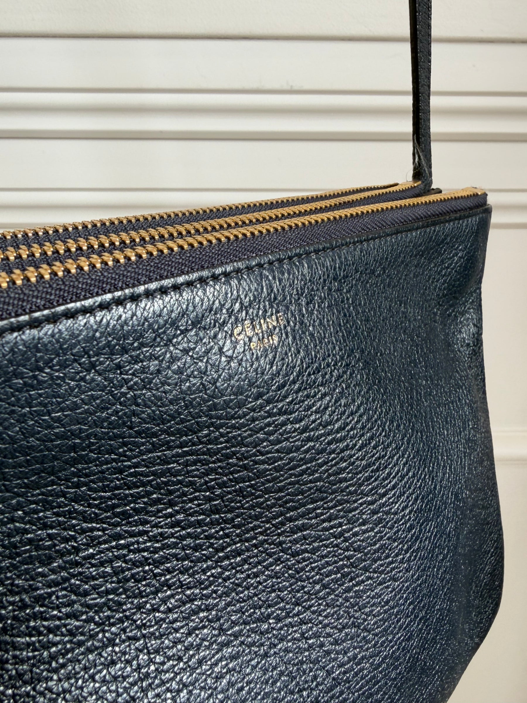 Celine Navy Leather Trio Bag