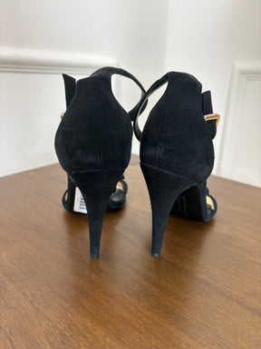 Camilla and Marc Suede T Bar Pom Pom Ankle Strap Heels, 40