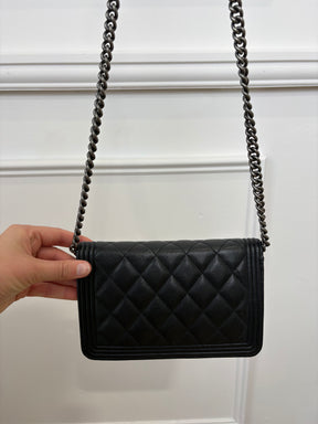 Chanel Boy Black Caviar Wallet On Chain