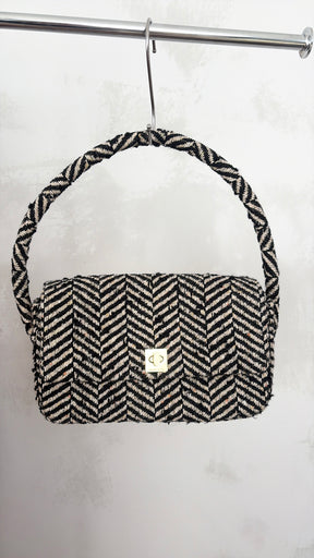 Anine Bing Brown and Beige Herringbone Tweed Shoulder Bag