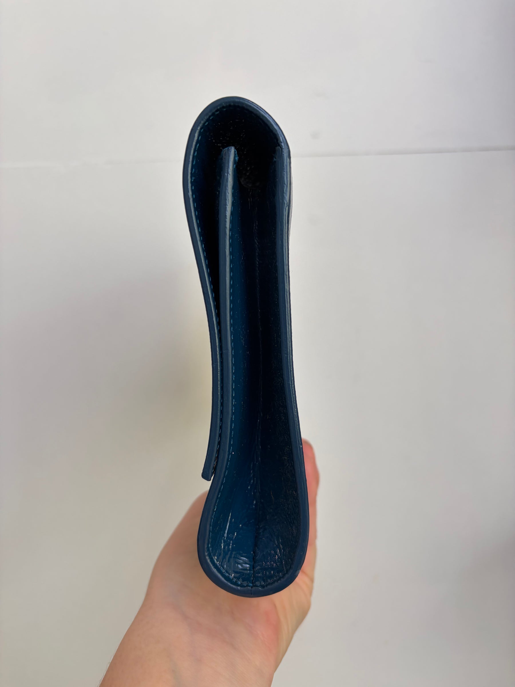 Saint Laurent Teal Patent Leather Logo Cluth