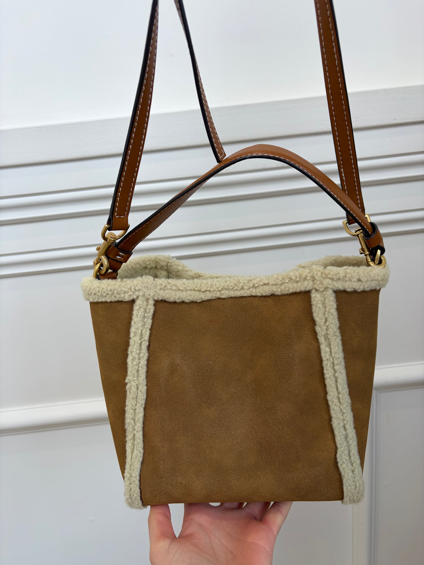 Tory Burch Small Shearling Bucket Bag