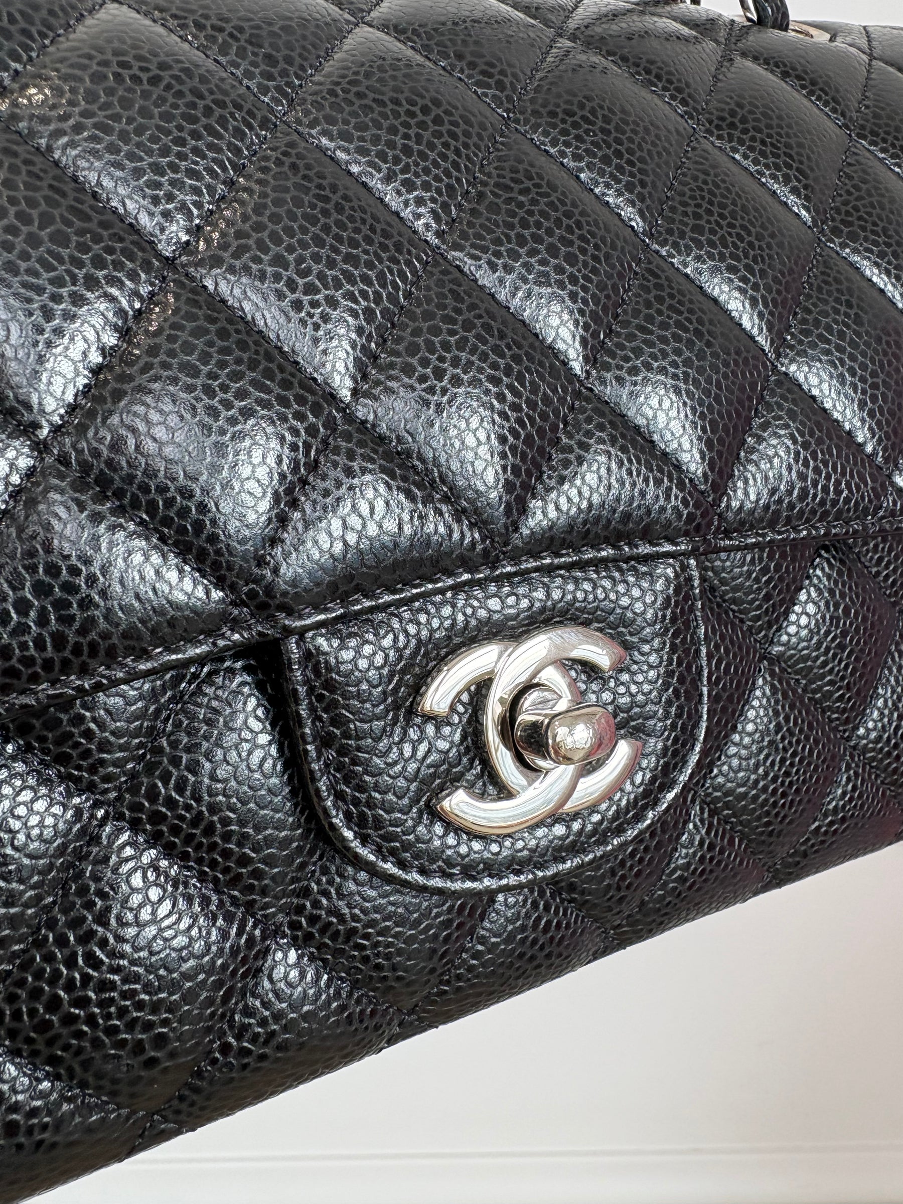 Chanel Black Caviar Leather Medium Classic Flap