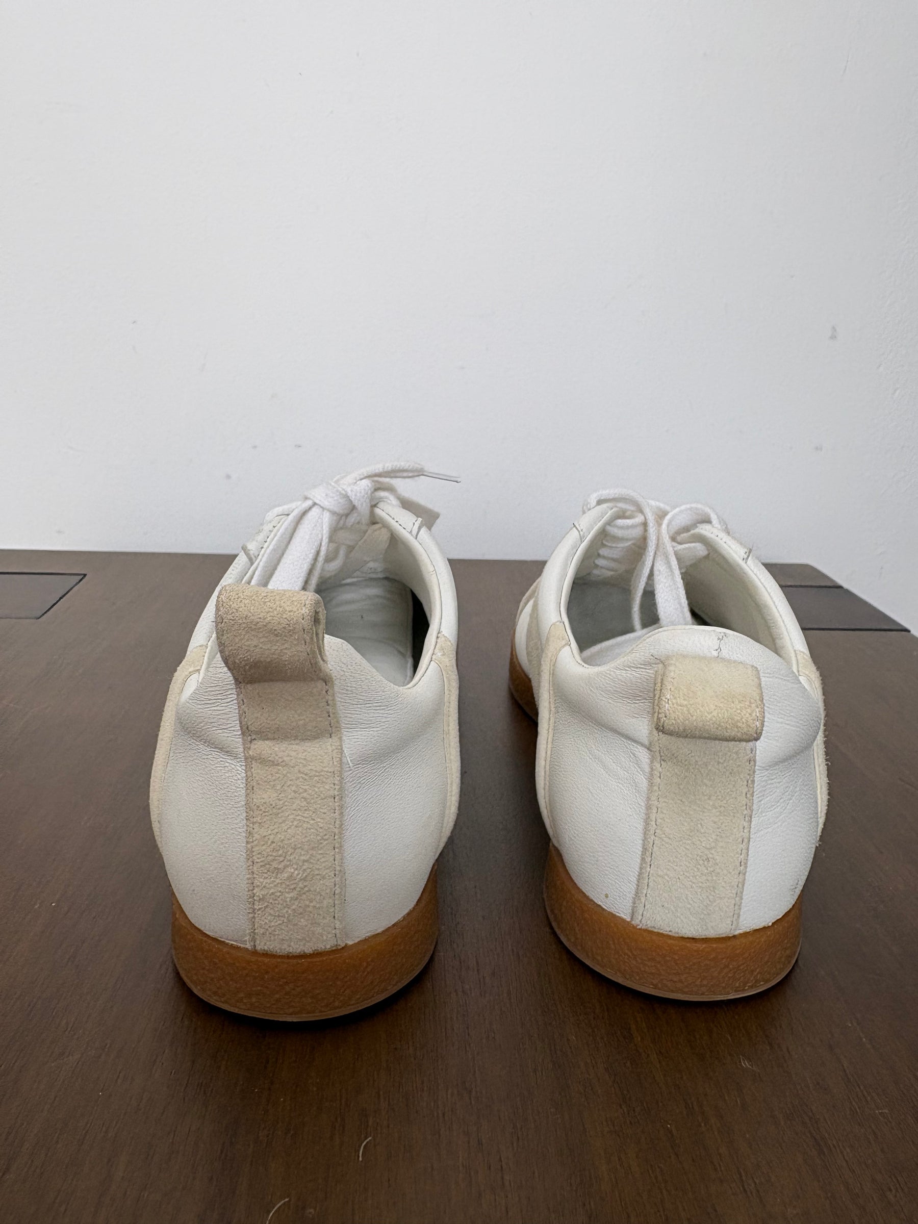 Totême White and Cream Leather and Suede Sneakers, 38