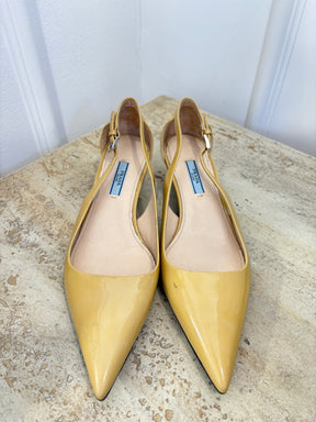 Prada Almond Patent Pointed Kitten Heel, 39