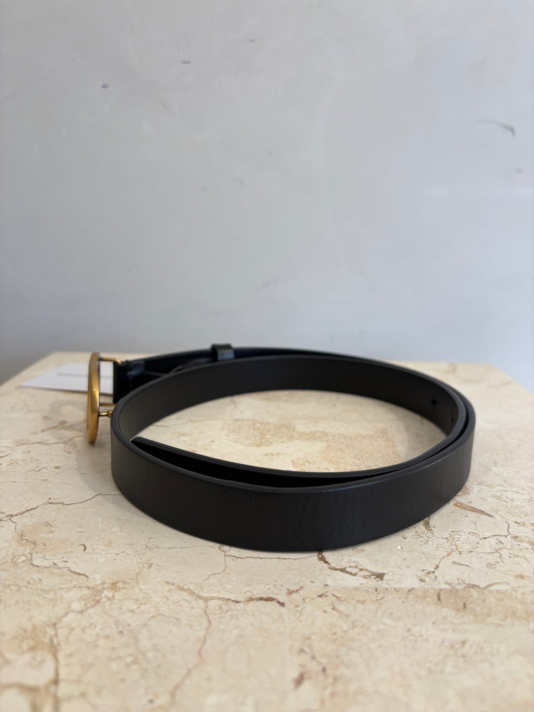 Dior Black Leather Logo Belt, 75