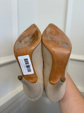 Max Mara Beige Pony Hair Pointed Pumps, 36