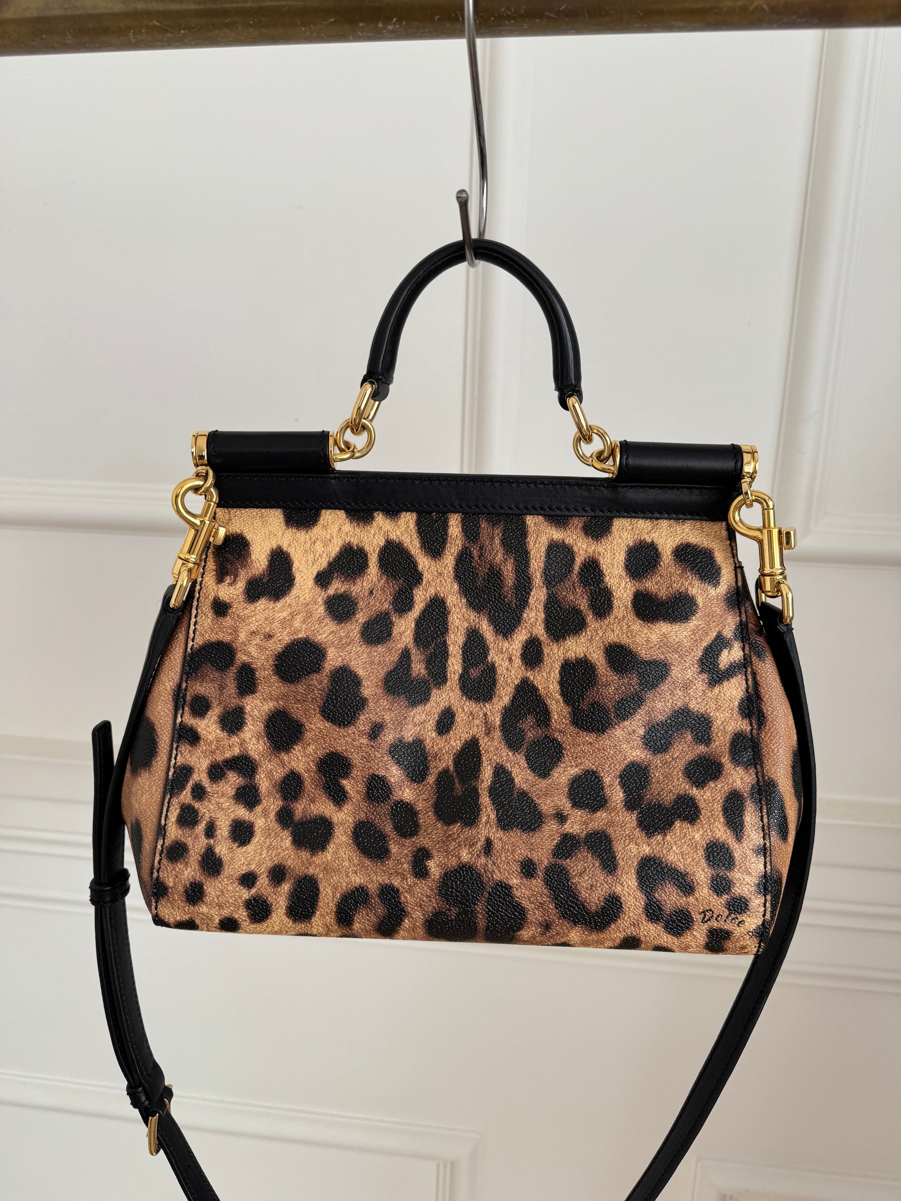 Dolce & Gabbana Leopard Print Coated Sicily Bag