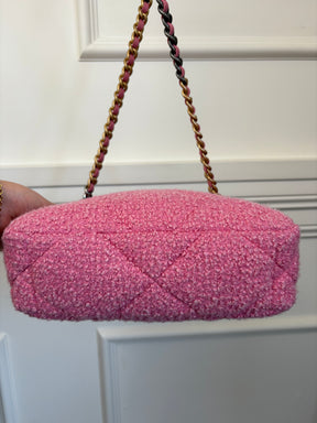 Chanel Pink Tweed Boucle 19 Bag